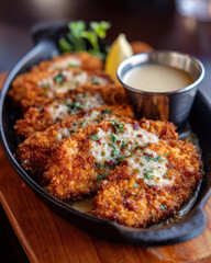 Cheesy Fried Chicken Cutlets with Dipping Sauce