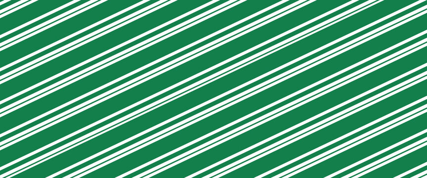 Vintage green candy cane stripes Christmas holiday Vector Pattern. Retro french horizontal ticking stripes green white seamless pattern.