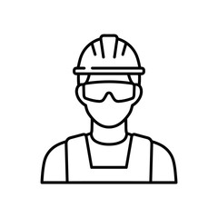 Obraz premium A minimalist line art illustration features a construction worker wearing a hard hat and safety glasses, symbolizing industrial safety and professional labor.