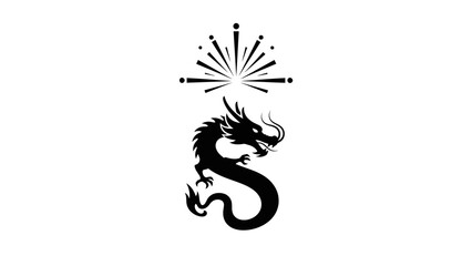 Obraz premium A black dragon logo with starburst design.