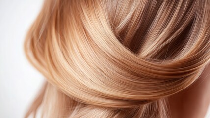 Naklejka premium Blonde hair in elegant waves showcasing smooth texture and vibrant color, beauty health and reflecting
