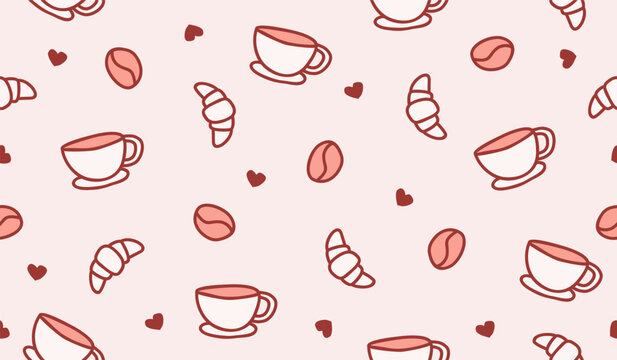 Cute coffee shop pattern background vector design
