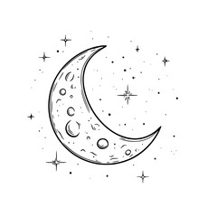 Crescent Moon Starlit Night | Clean, isolated vector art for creative projects.
