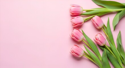 Fototapeta premium pink tulips in a vase valentinesday backround