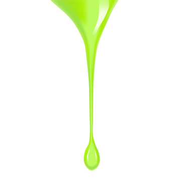 Realistic vector illustration of a green drop of thick liquid on a white background