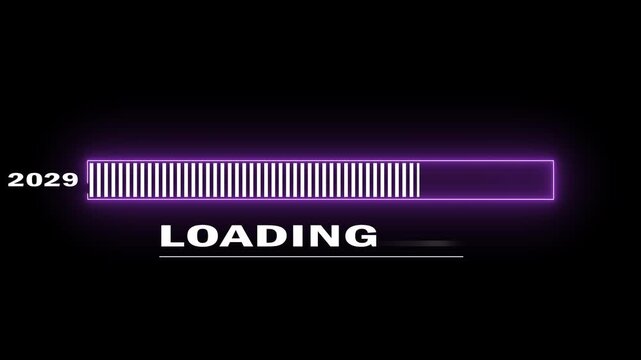 Neon loading bar progress from 2029 to 2030 yew year concept animation background. 
4K video.... 4K..