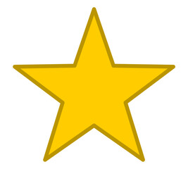 Obraz premium golden star icon isolated on transparent background. Five star rating sign for apps and website