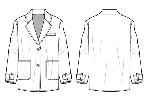 Mac jacket mockup template vector design technical illustration.