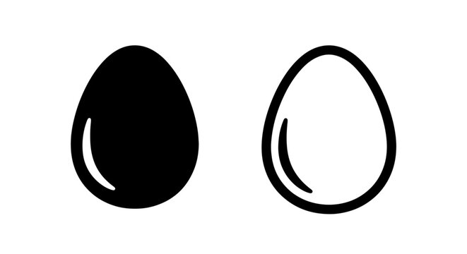 Egg icons, one solid black and one outlined, representing food and new beginnings