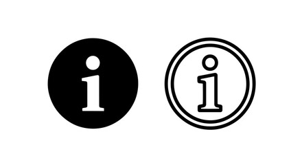 Information icon 'i' inside a circle, in solid black and outline styles, for providing details or help.