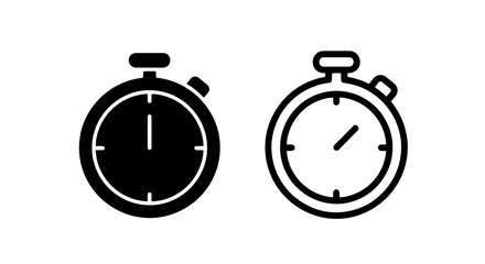 Two stopwatch icons, one solid and one outlined, showing approximately 15 minutes elapsed, for time tracking and speed.