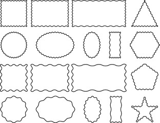 Abstract hand drawn frames set with wavy borders and organic shapes. Black outline doodle style elements for modern graphic design, scrapbooking, stationery, web design, and creative layouts.