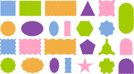 Set of colorful abstract frames with wavy borders and organic shapes. Flat style decorative elements for templates, web design, packaging, stationery, and digital content.