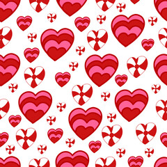 Vector illustration, red hearts candy