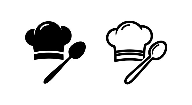 Chef Hat and Spoon Icon: Culinary and Restaurant Symbol