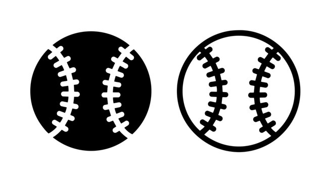 Baseball Icon - Black and White Vector Graphics