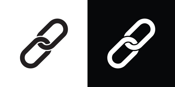 Minimalist chain link icon set in black and white. Symbolizes connectivity, hyperlinks, and digital integration. Vector illustration for web interface, UI design, and networking concepts.