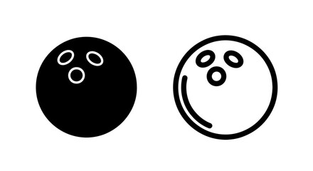 Vector icons in black and white of a bowling ball, representing sports, games, and leisure activities.