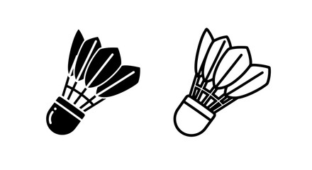 Obraz premium Two badminton shuttlecock icons, one solid and one outlined, in motion.