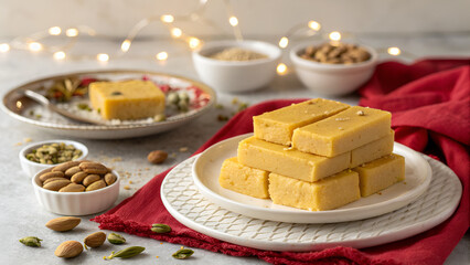 Traditional Indian Mysore Pak Sweet Food Photography