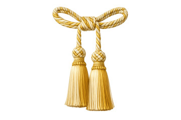 Golden ornate decorative curtain tieback bow and tassels
