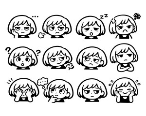Obraz premium Cute Chibi Face Expressions Set Vector Cartoon Character Heads