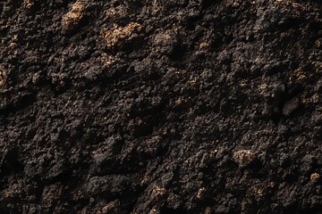 Rough Soil Surface Textured Background Featuring Dark Brown Loose Tilled Field and Ground Material