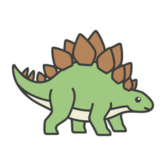 Fototapeta premium Cute Green Stegosaurus Dinosaur Cartoon Illustration for Kids Education