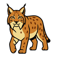 Fototapeta premium Wild Lynx Cat Spotted Predator Illustration Isolated on White Background