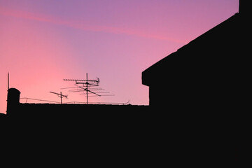 View of beautiful colorful sunset sky.