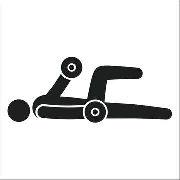 Man Performing Floor Dumbbell Chest Fly Workout Silhouette Vector Icon