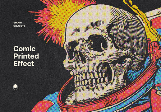 Retro Comic Print Effect Mockup