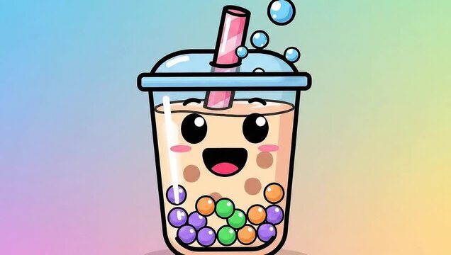Cute Boba Tea Animation - A Kawaii Drink Delight.