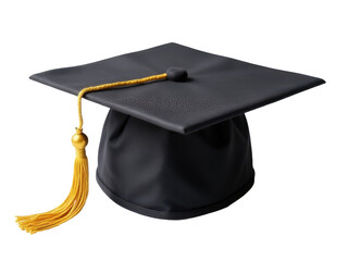 A black graduation cap with a gold tassel, perfect for academic and professional settings