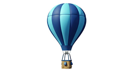 Obraz premium Blue and Light Blue Striped Hot Air Balloon with Wicker Basket
