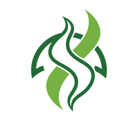 Evolving Eco-design: A sleek, abstract emblem intertwines organic forms, symbolizing growth, sustainability, and harmony, a visual embodiment of environmental consciousness.