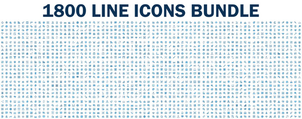 Fototapeta na wymiar Mega set of vector thin line icons. Editable stroke. Contains such icon collection as social media, business, teamwork, commerce, security, office workspace, customer service. Linear pictogram pack.