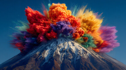 Obraz premium Amazing Rainbow-Colored Volcanic Eruption
