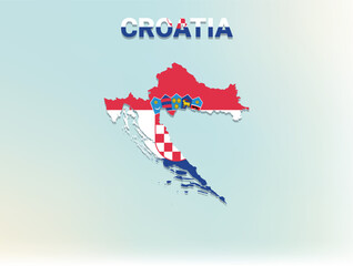 Obraz premium A modern flat illustration of the map of Croatia filled with the national flag of Croatia
