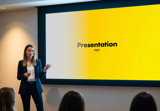 Conference presentation screen mockup