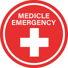 Fototapeta premium medical emergency round sign with white cross symbol