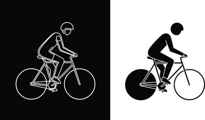 Obraz premium Bike rider silhouette set showing cycling sport activity transportation icon vector illustration