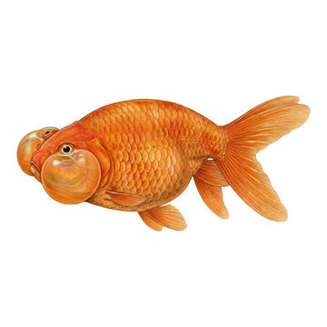 水泡眼 金魚 図鑑風イラスト
