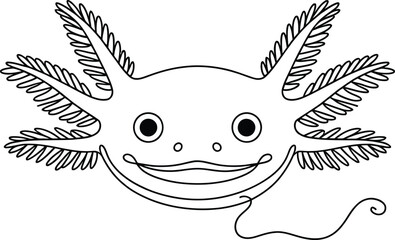 Obraz premium Black and white cartoon character with starfish-like appendages and a smiling face