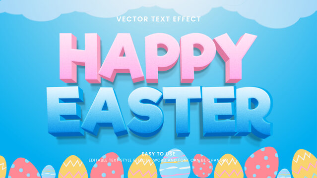 happy easter editable text effect 3d vector