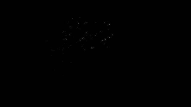 White glowing twinkling glitter stars line animation 4K, magical glitter star trail effect, cartoon blinking stars, flat vector doodle sparkle, black screen background
