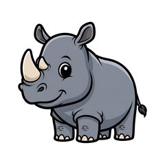 Fototapeta premium Cartoon Rhinoceros Illustration on White Background.