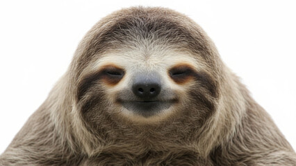 Obraz premium Smiling Sloth Close-Up Portrait for Nature, Wildlife, and Family-Friendly Stock Use