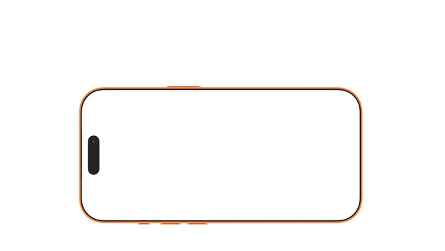Orange Phone on an isolated background. Front view mockup with transparent screens for web design, app development, and presentations. 
