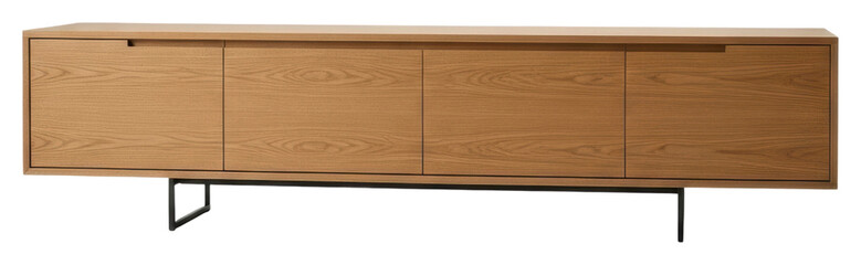 Modern wooden sideboard home interior furniture design minimalist isolated on transparent background